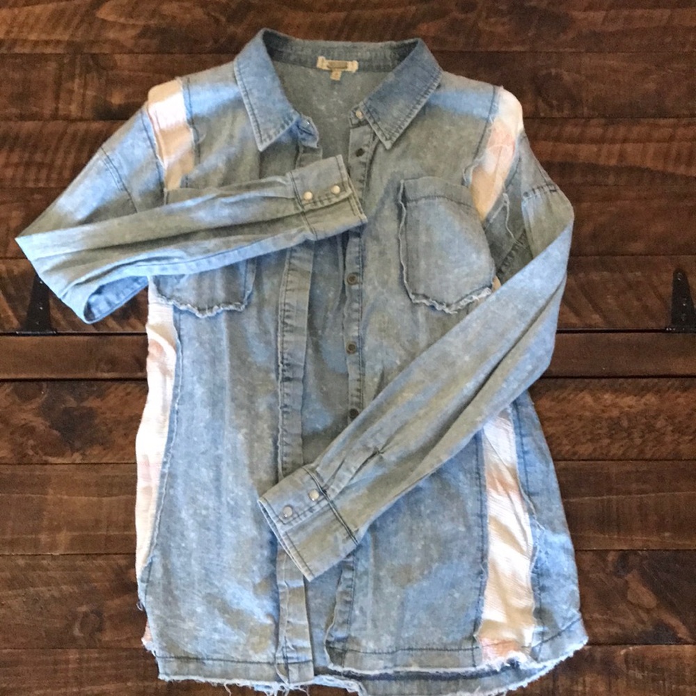Denim shirt with Aztec detail